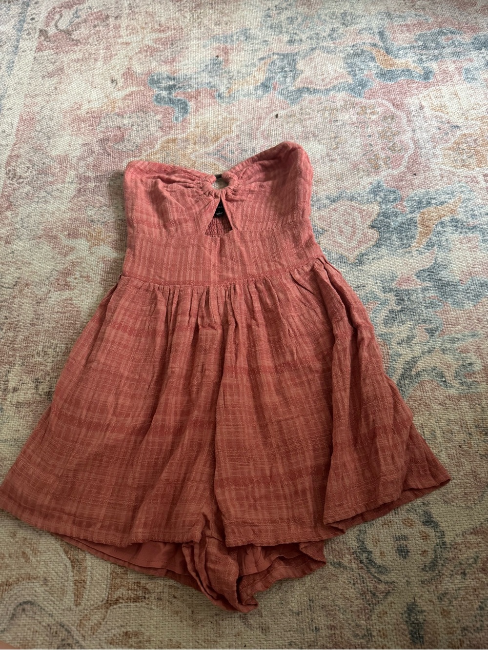 Strapless Rust Plaid Strapless Romper